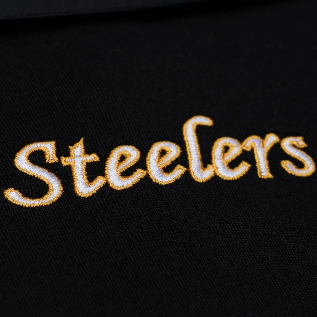 Pittsburgh Steelers Women's Cropped Long Sleeve Rugby Polo Black