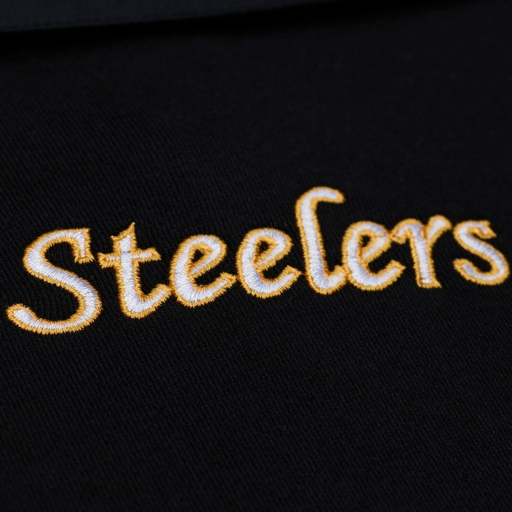 Pittsburgh Steelers Women's Cropped Long Sleeve Rugby Polo Black
