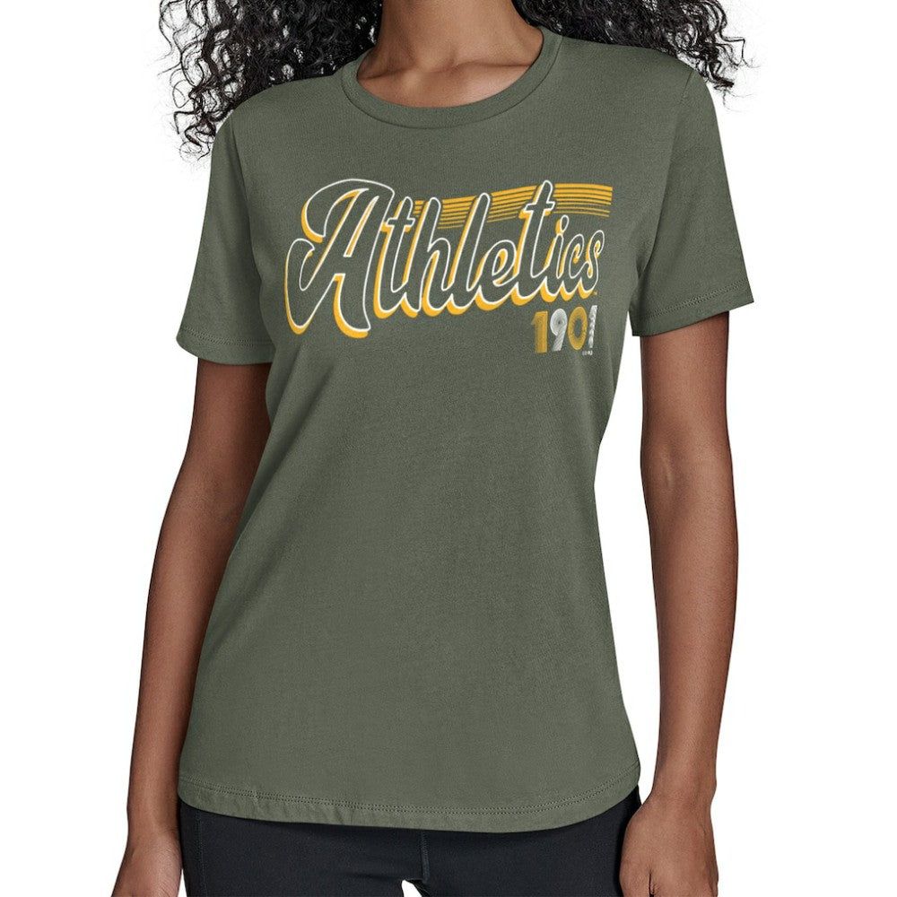 Athletics Starter Women's Groovy Script Team Fitted T-Shirt - Green T-shirts