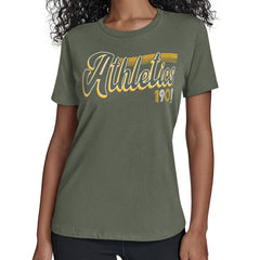 Athletics Starter Women's Groovy Script Team Fitted T-Shirt - Green T-shirts
