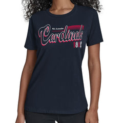St. Louis Cardinals Starter Women's Groovy Script Team Fitted T-Shirt - Navy T-shirts