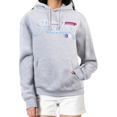 Philadelphia Phillies Starter Women's Groovy Script Team Fleece Pullover Hoodie - Gray Hoodies