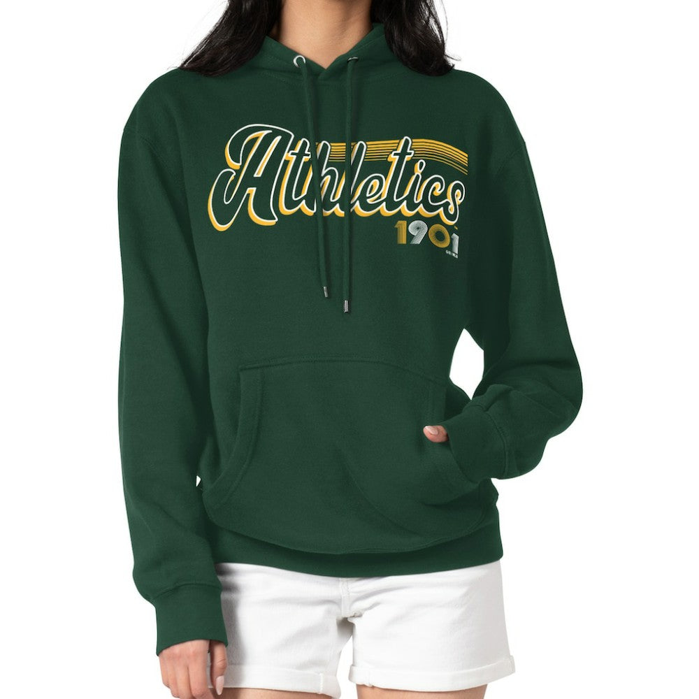 Athletics Starter Women's Groovy Script Team Fleece Pullover Hoodie - Green Hoodies