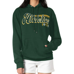 Athletics Starter Women's Groovy Script Team Fleece Pullover Hoodie - Green Hoodies