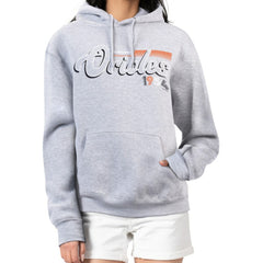 Baltimore Orioles Starter Women's Groovy Script Team Fleece Pullover Hoodie - Gray Hoodies
