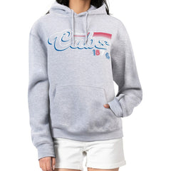 Chicago Cubs Starter Women's Groovy Script Team Fleece Pullover Hoodie - Gray Hoodies