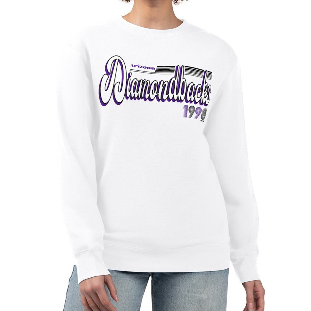 Arizona Diamondbacks Starter Women's Groovy Script Team Fleece Pullover Sweatshirt - White Pullover