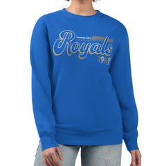 Kansas City Royals Starter Women's Groovy Script Team Fleece Pullover Sweatshirt - Royal Pullover