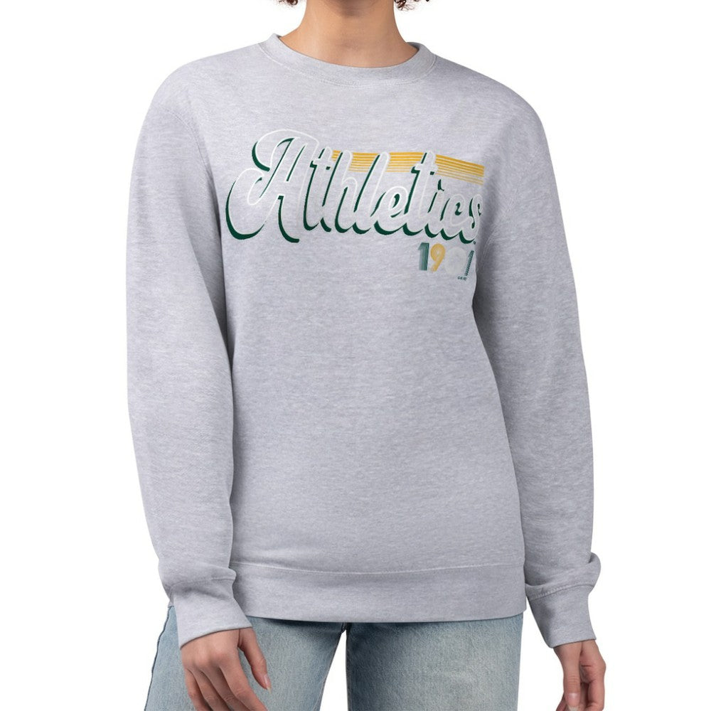 Athletics Starter Women's Groovy Script Team Fleece Pullover Sweatshirt - Gray Pullover