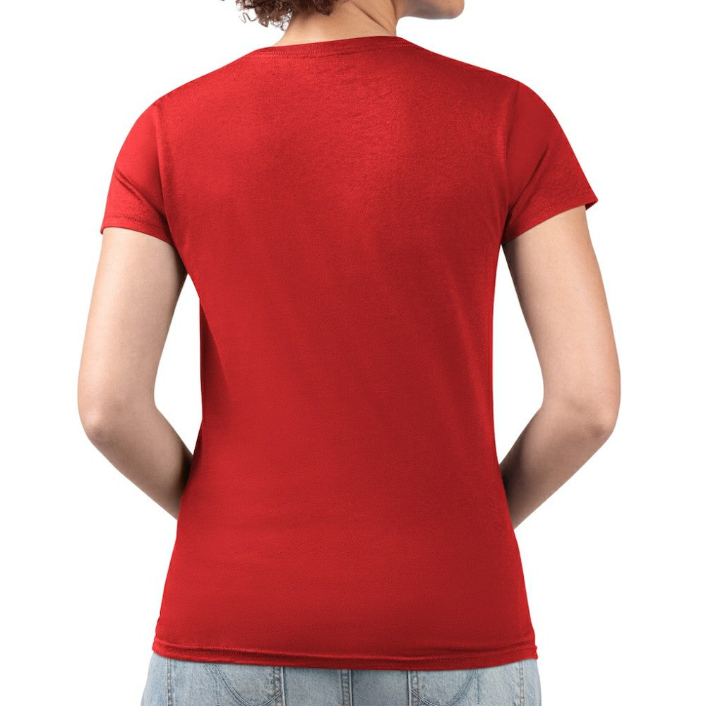 Washington Nationals G-III 4Her by Carl Banks Women's Super-Slim Fit Lightweight Pinstripe Circle V-Neck T-Shirt - Red T-shirts