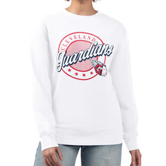 Cleveland Guardians G-III 4Her by Carl Banks Women's Pinstripe Circle Team Fleece Pullover Sweatshirt - White Pullover