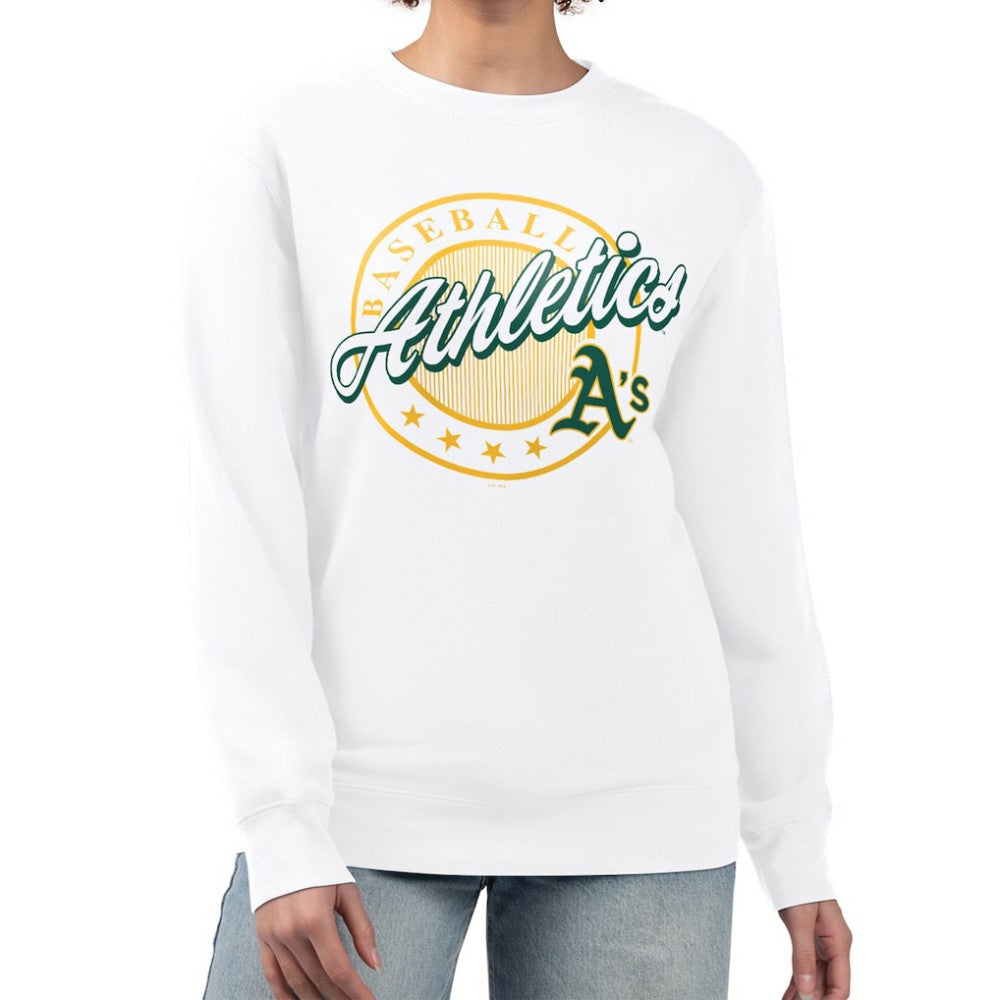 Athletics G-III 4Her by Carl Banks Women's Pinstripe Circle Team Fleece Pullover Sweatshirt - White Pullover