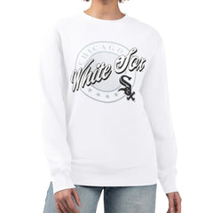 Chicago White Sox G-III 4Her by Carl Banks Women's Pinstripe Circle Team Fleece Pullover Sweatshirt - White Pullover