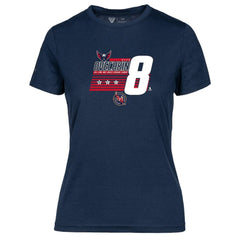 NHL Alexander Ovechkin Washington Capitals Levelwear Women's NHL All-Time Leading Goal Scorer Milestone Stripes Name & Number Maddox T-Shirt - Navy
