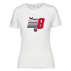 NHL Alexander Ovechkin Washington Capitals Levelwear Women's NHL All-Time Leading Goal Scorer Milestone Stripes Name & Number Maddox T-Shirt - White