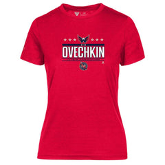 NHL Alexander Ovechkin Washington Capitals Levelwear Women's NHL All-Time Leading Goal Scorer Milestone Stars Name & Number Maddox T-Shirt - Red