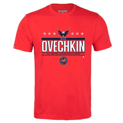 NHL Alexander Ovechkin Washington Capitals Levelwear NHL All-Time Leading Goal Scorer Milestone Stars Name & Number Richmond T-Shirt - Red