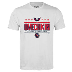 NHL Alexander Ovechkin Washington Capitals Levelwear NHL All-Time Leading Goal Scorer Milestone Stars Name & Number Richmond T-Shirt - White