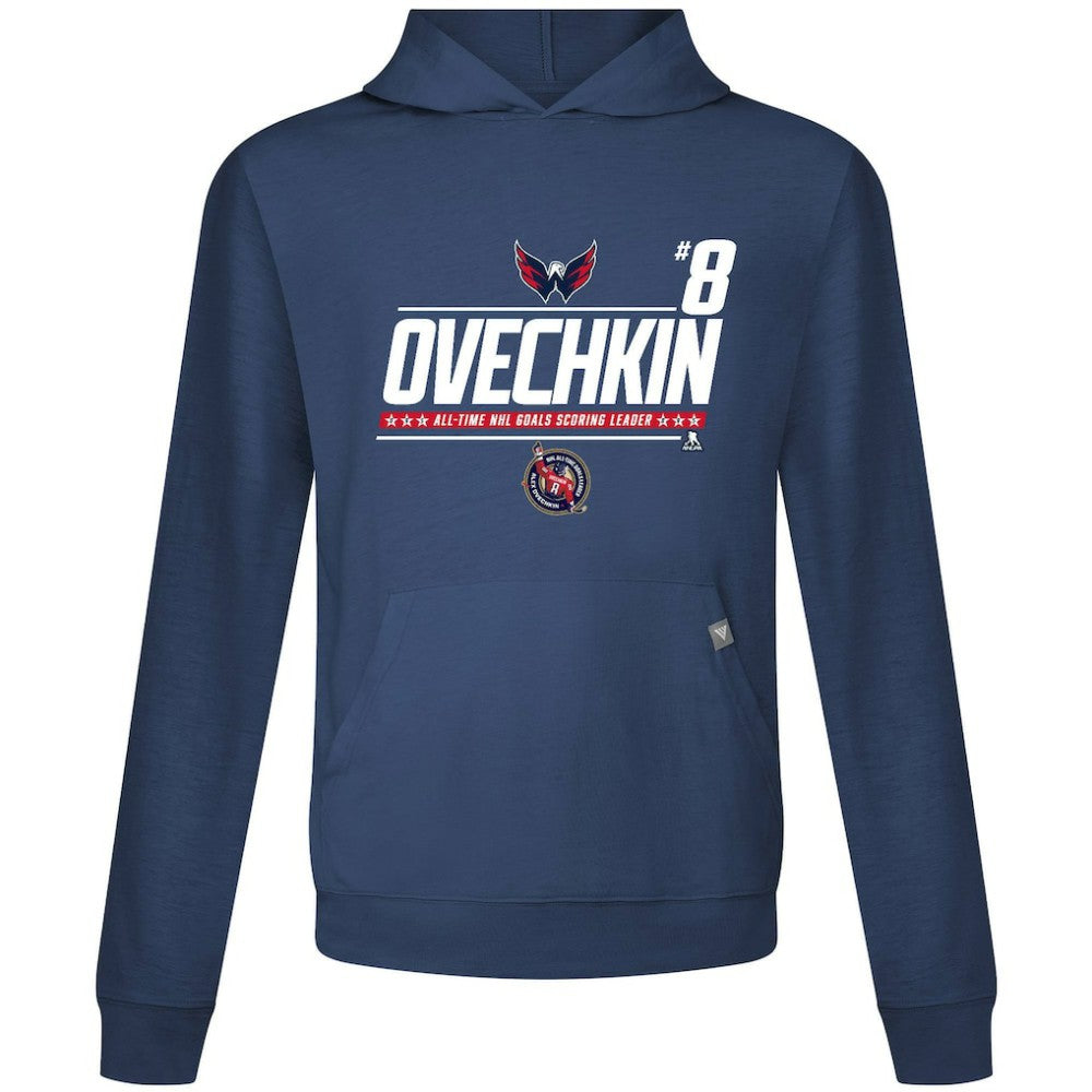 NHL Alexander Ovechkin Washington Capitals Levelwear NHL All-Time Leading Goal Scorer Milestone Name & Number Relay Pullover Hoodie - Navy
