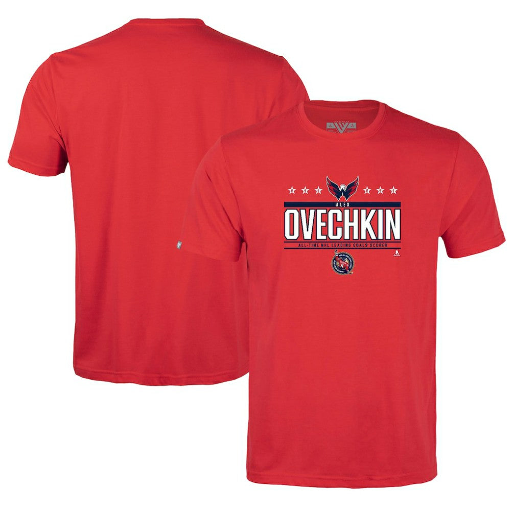 NHL Alexander Ovechkin Washington Capitals Levelwear Youth NHL All-Time Leading Goal Scorer Milestone Stars Name & Number Little Richmond T-Shirt - Red