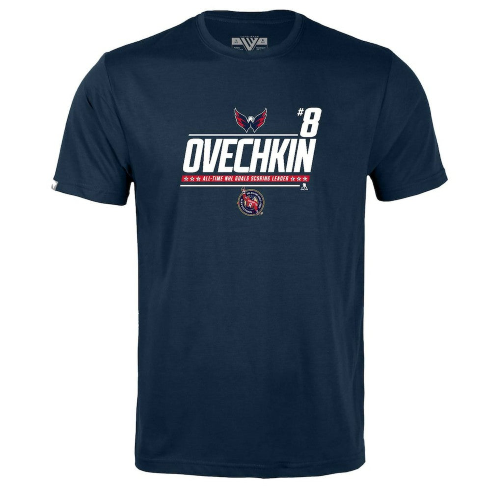 NHL Alexander Ovechkin Washington Capitals Levelwear Youth NHL All-Time Leading Goal Scorer Milestone Name & Number Little Richmond T-Shirt - Navy