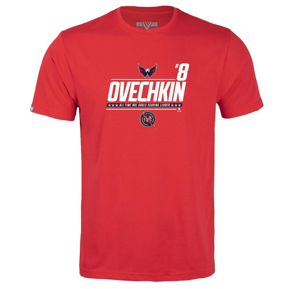 NHL Alexander Ovechkin Washington Capitals Levelwear Youth NHL All-Time Leading Goal Scorer Milestone Name & Number Little Richmond T-Shirt - Red