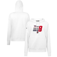 NHL Alexander Ovechkin Washington Capitals Levelwear Women's NHL All-Time Leading Goal Scorer Milestone Stripes Name & Number Adorn Pullover Hoodie - White