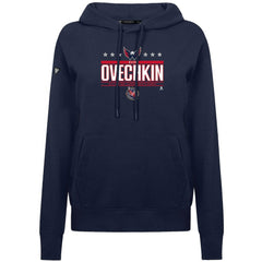 NHL Alexander Ovechkin Washington Capitals Levelwear Women's NHL All-Time Leading Goal Scorer Milestone Stripes Name & Number Adorn Pullover Hoodie - Navy