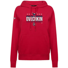 NHL Alexander Ovechkin Washington Capitals Levelwear Women's NHL All-Time Leading Goal Scorer Milestone Stripes Name & Number Adorn Pullover Hoodie - Red