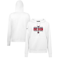 NHL Alexander Ovechkin Washington Capitals Levelwear Women's NHL All-Time Leading Goal Scorer Milestone Stripes Name & Number Adorn Pullover Hoodie - White