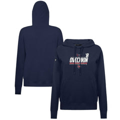 NHL Alexander Ovechkin Washington Capitals Levelwear Women's NHL All-Time Leading Goal Scorer Milestone Stripes Name & Number Adorn Pullover Hoodie - Navy