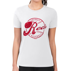 Cincinnati Reds G-III 4Her by Carl Banks Women's Super-Slim Fit Lightweight Distressed Baseball Team T-Shirt - White T-shirts
