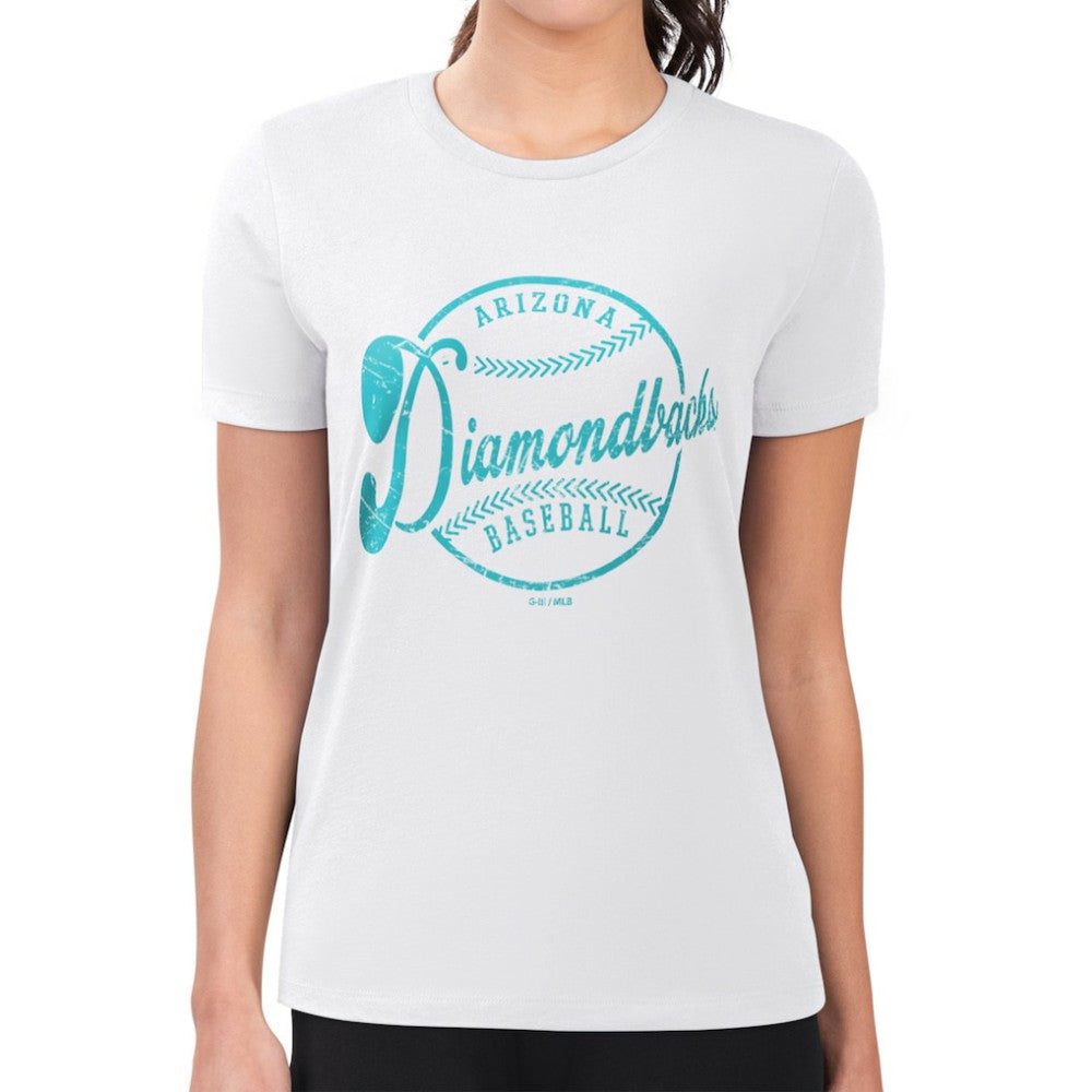 Arizona Diamondbacks G-III 4Her by Carl Banks Women's Super-Slim Fit Lightweight Distressed Baseball Team T-Shirt - White T-shirts