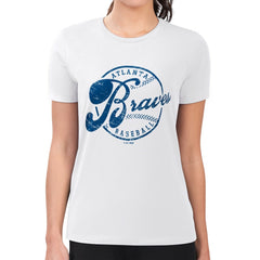 Atlanta Braves G-III 4Her by Carl Banks Women's Super-Slim Fit Lightweight Distressed Baseball Team T-Shirt - White T-shirts