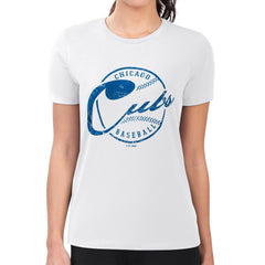 Chicago Cubs G-III 4Her by Carl Banks Women's Super-Slim Fit Lightweight Distressed Baseball Team T-Shirt - White T-shirts