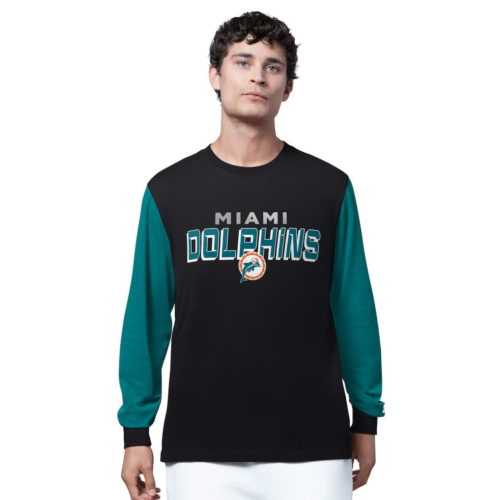 Miami Dolphins Starter Thursday Night Gridiron Long Sleeve T-Shirt Black/Aqua