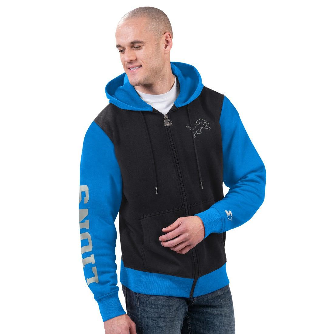 Detroit Lions Starter Thursday Night Gridiron Full-Zip Hoodie Black/Blue