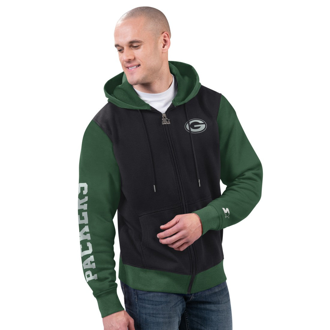 Green Bay Packers Starter Thursday Night Gridiron Full-Zip Hoodie Black/Green