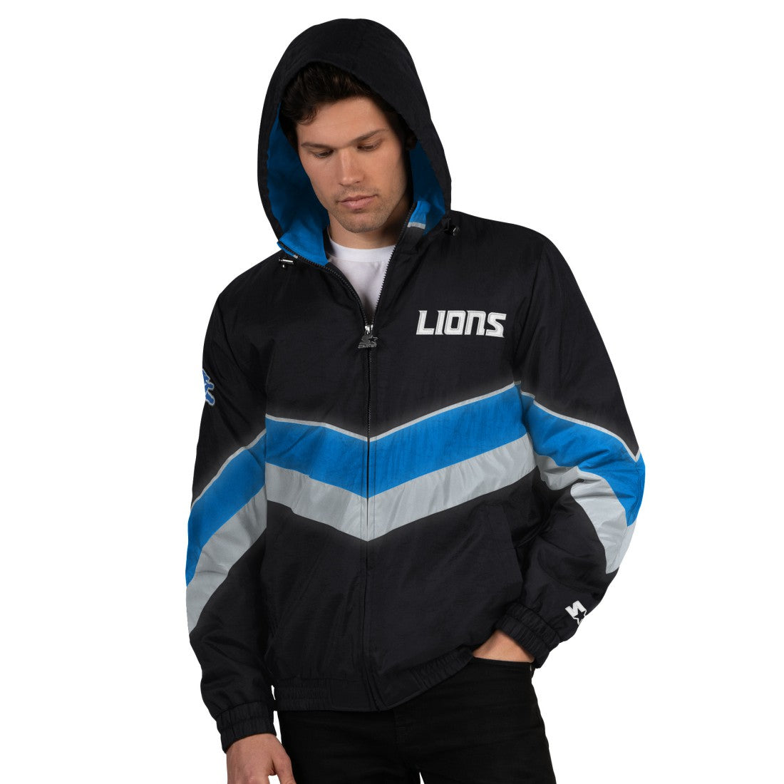 Detroit Lions Starter Thursday Night Gridiron Full-Zip Jacket Black/Blue