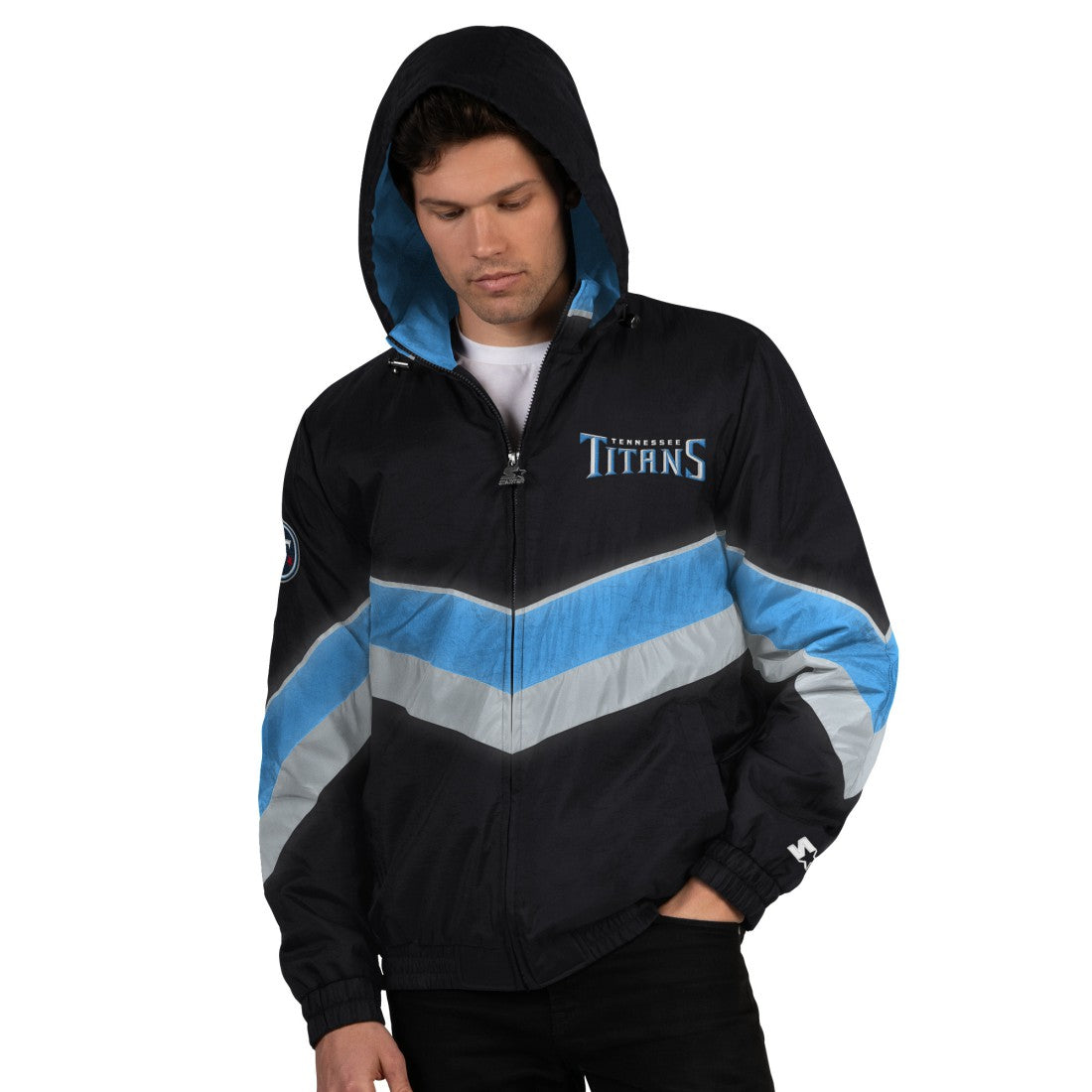 Tennessee Titans Starter Thursday Night Gridiron Full-Zip Jacket Black/Light Blue