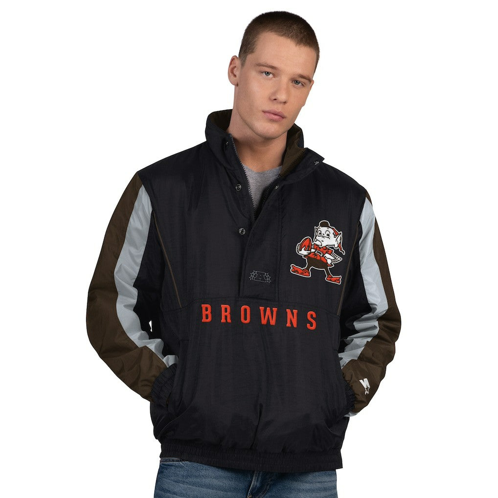 Cleveland Browns Starter Thursday Night Gridiron Vintage Logo Half-Zip Jacket Black