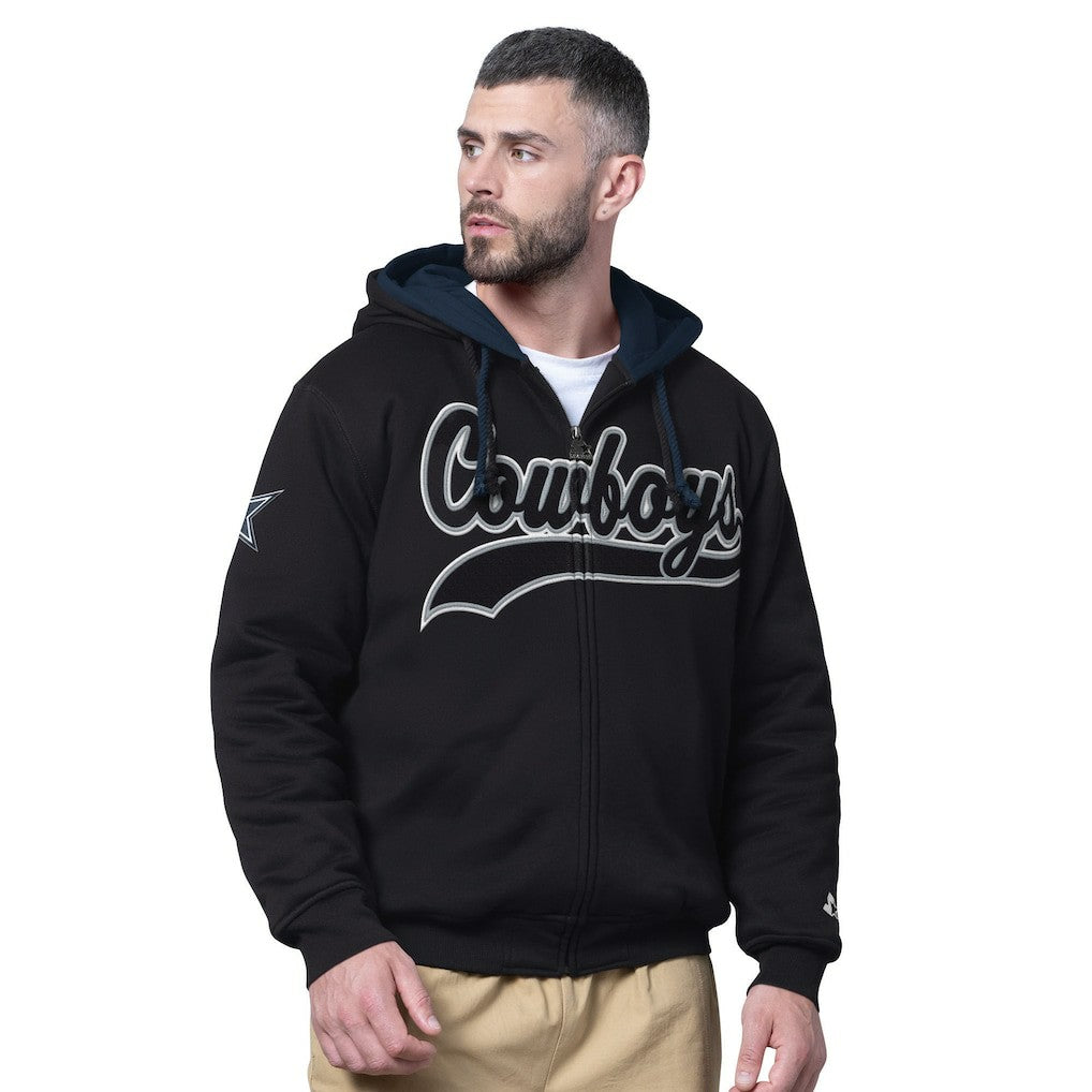 Dallas Cowboys Starter Big Shot Full-Zip Double Hoodie Black