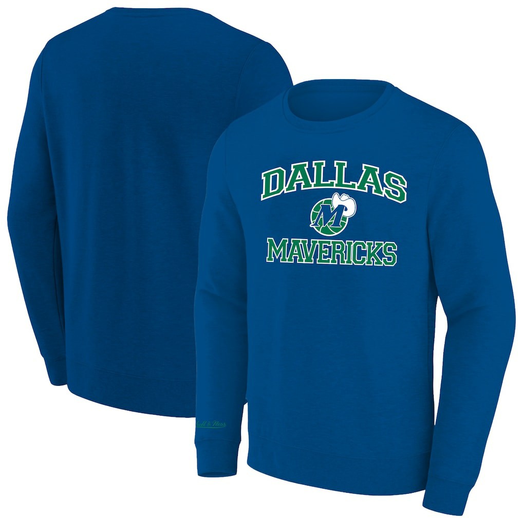 Dallas Mavericks Hardwood Classics Big & Tall Crewneck Sweatshirt Heather Blue
