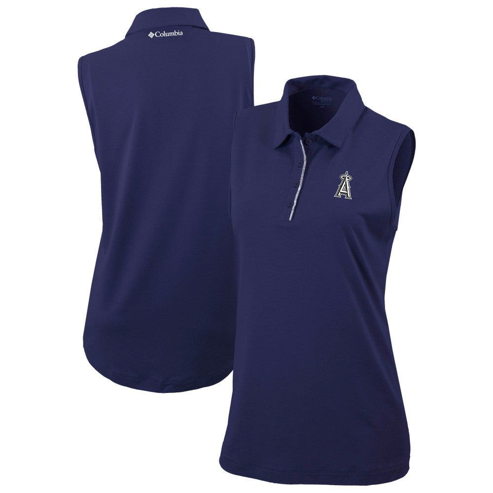 Los Angeles Angels Columbia Women's Tend The Ball Sleeveless Polo - Navy