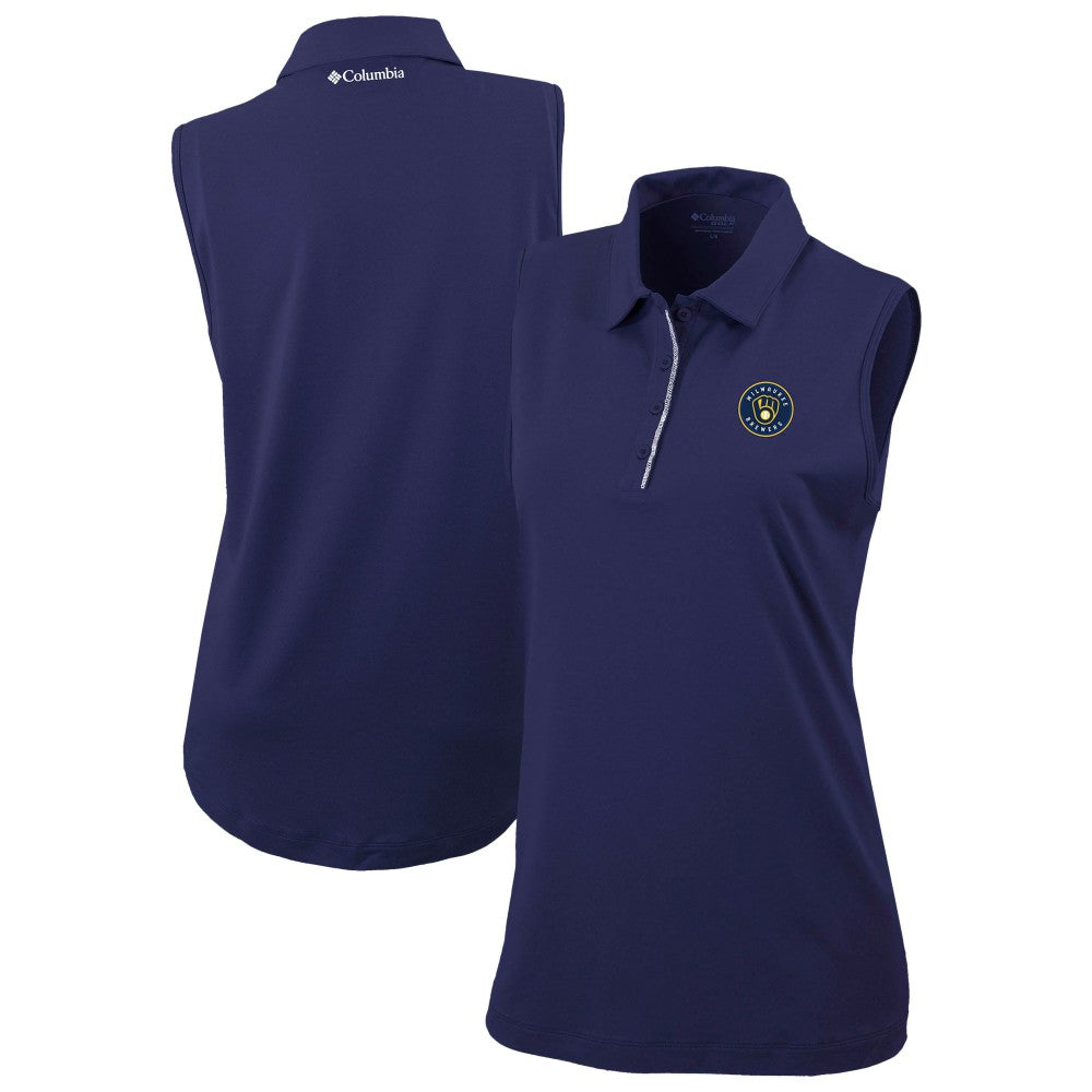 Milwaukee Brewers Columbia Women's Tend The Ball Sleeveless Polo - Navy