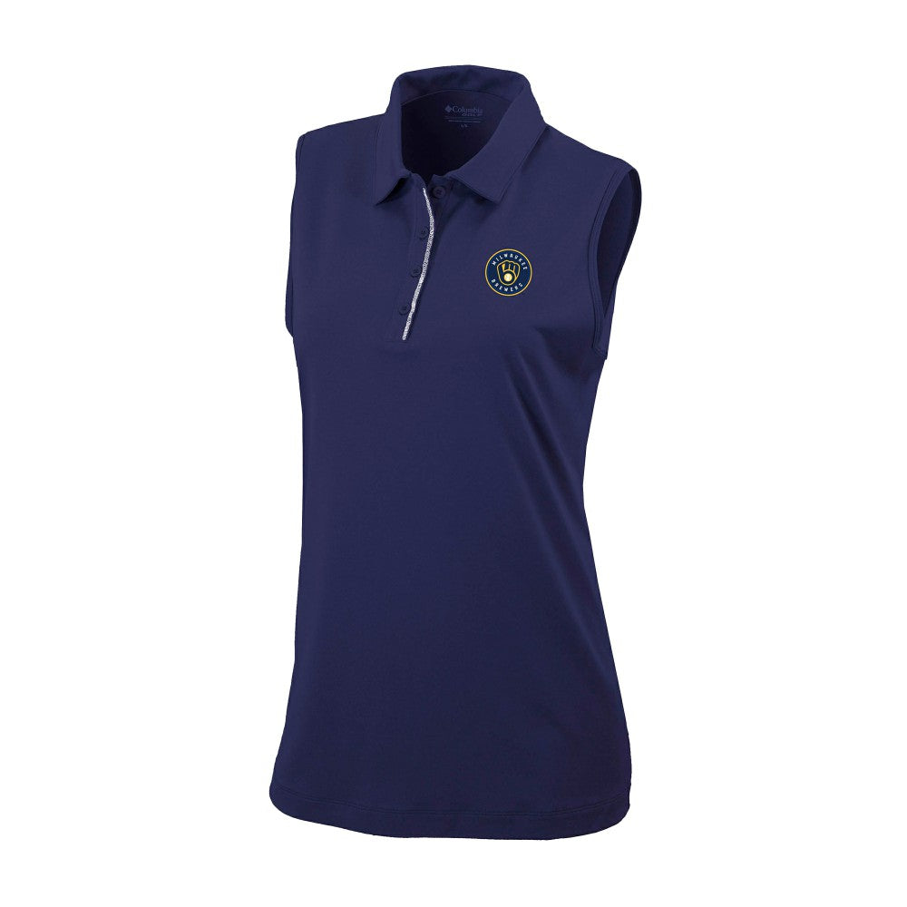 Milwaukee Brewers Columbia Women's Tend The Ball Sleeveless Polo - Navy