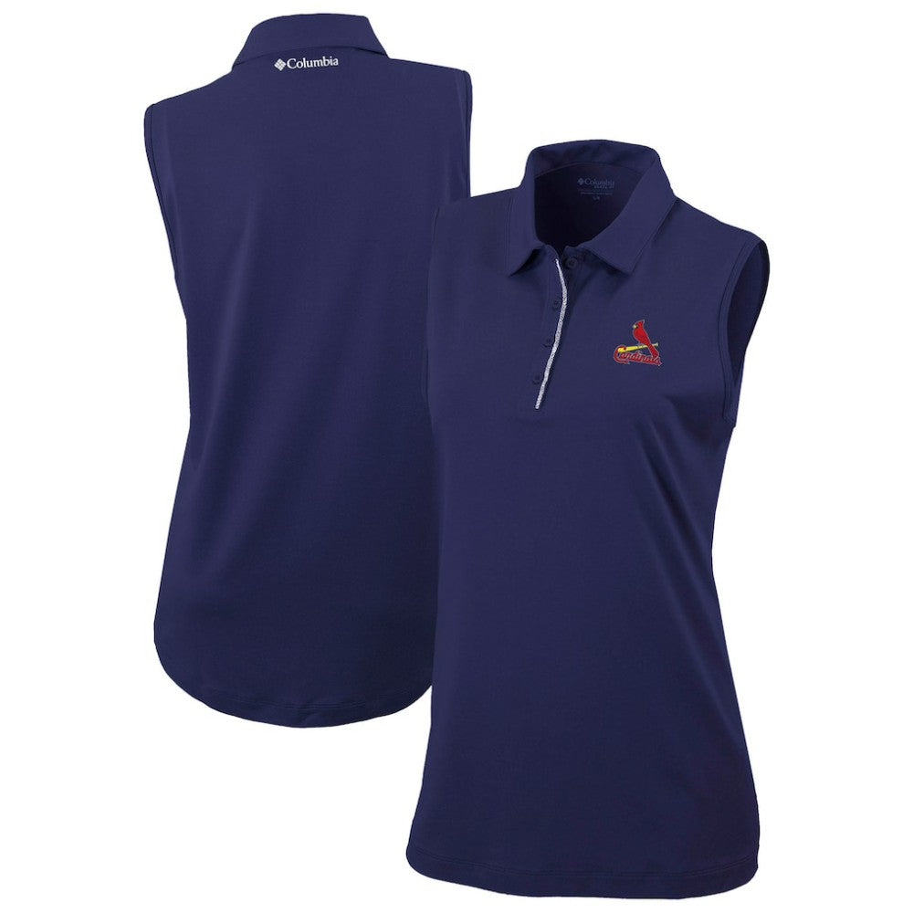 St. Louis Cardinals Columbia Women's Tend The Ball Sleeveless Polo - Navy