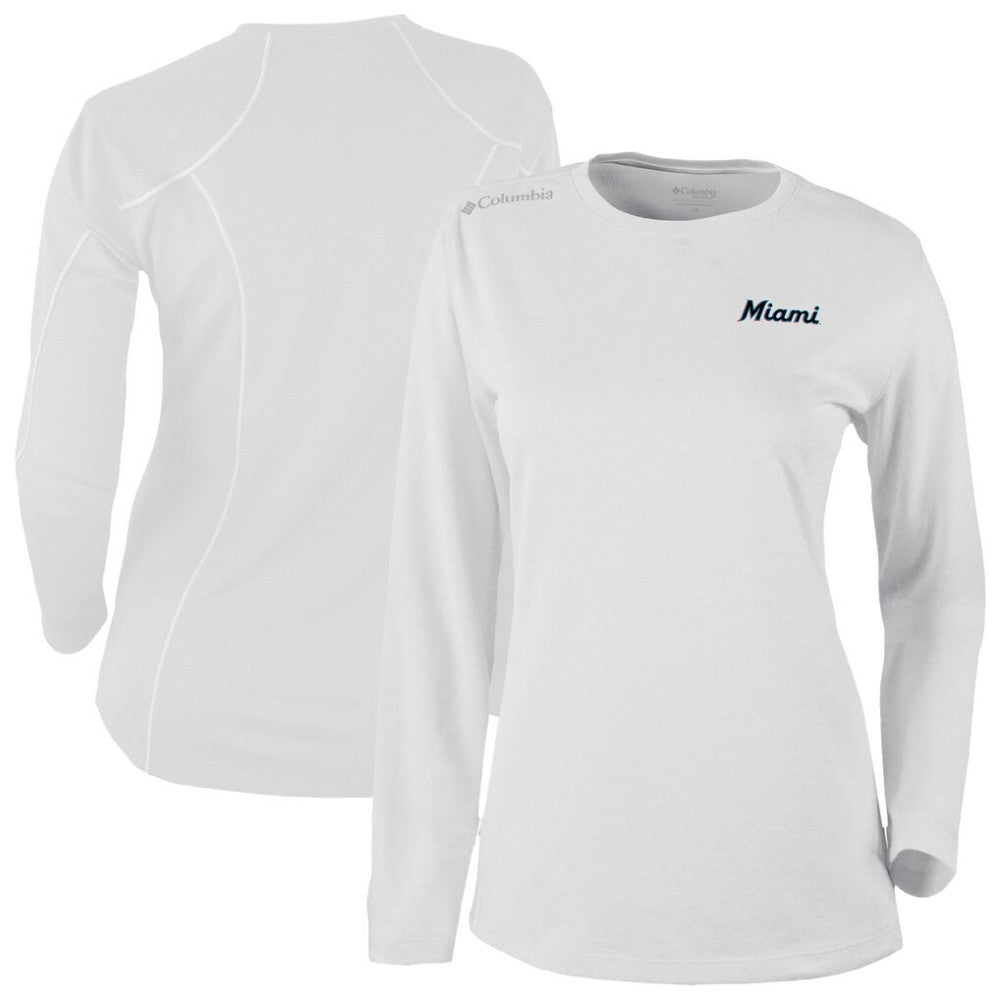 Miami Marlins Columbia Shotgun Long Sleeve T-Shirt - White T-shirts