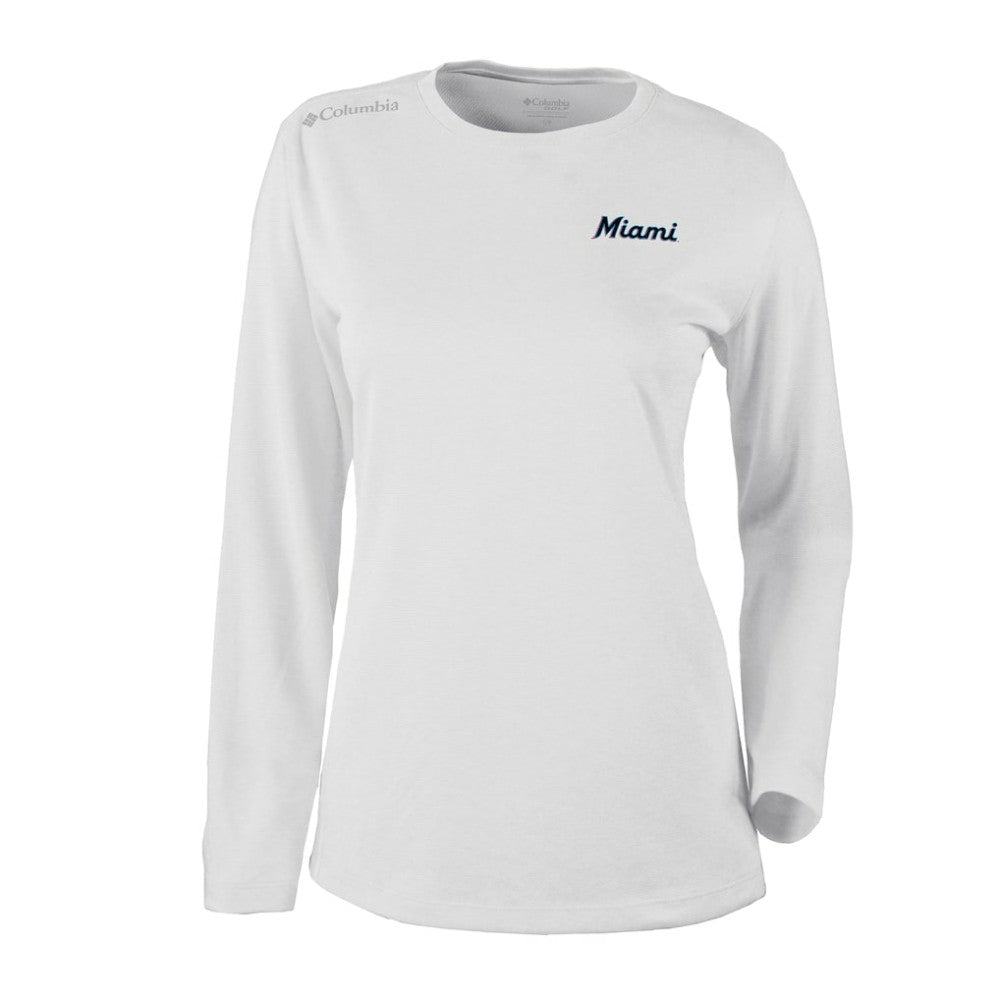 Miami Marlins Columbia Shotgun Long Sleeve T-Shirt - White T-shirts