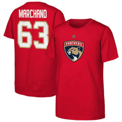 NHL Brad Marchand Florida Panthers Youth Player Name & Number T-Shirt - Red